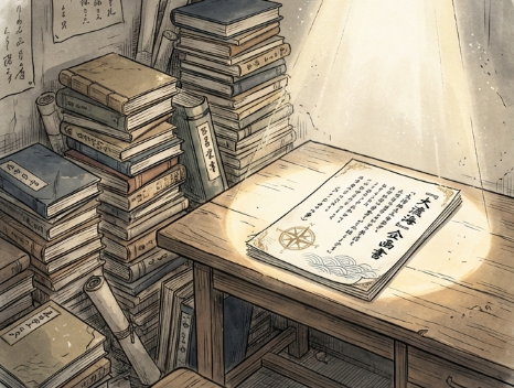 辞書『大渡海』の企画書と、監修者・松本朋佑の「辞書は言葉の海を渡る舟だ」という名言のイメージ図。