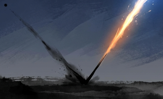 地面に落ちかけながらも再び空へ高く飛び上がるよだか