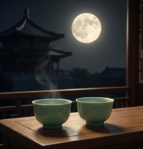 月明かりの下で茶を飲みながら静かに最期を迎える如意と容珮