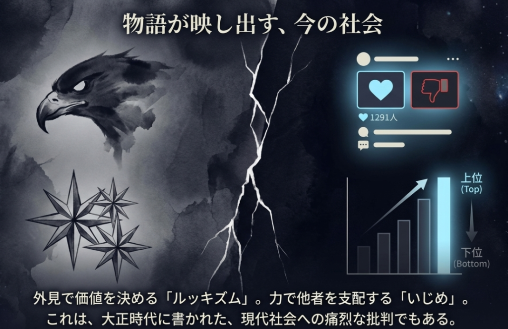 外見至上主義（ルッキズム）といじめの構造を表した図解・SNSのいいね