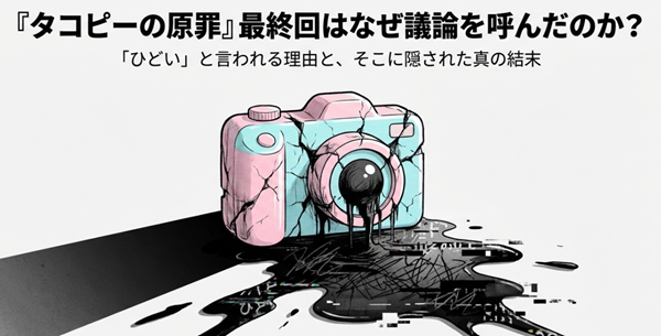 漫画『タコピーの原罪』最終回がなぜ議論を呼んだのか、その賛否両論の理由と隠された真の結末について徹底分析する解説スライドの表紙。